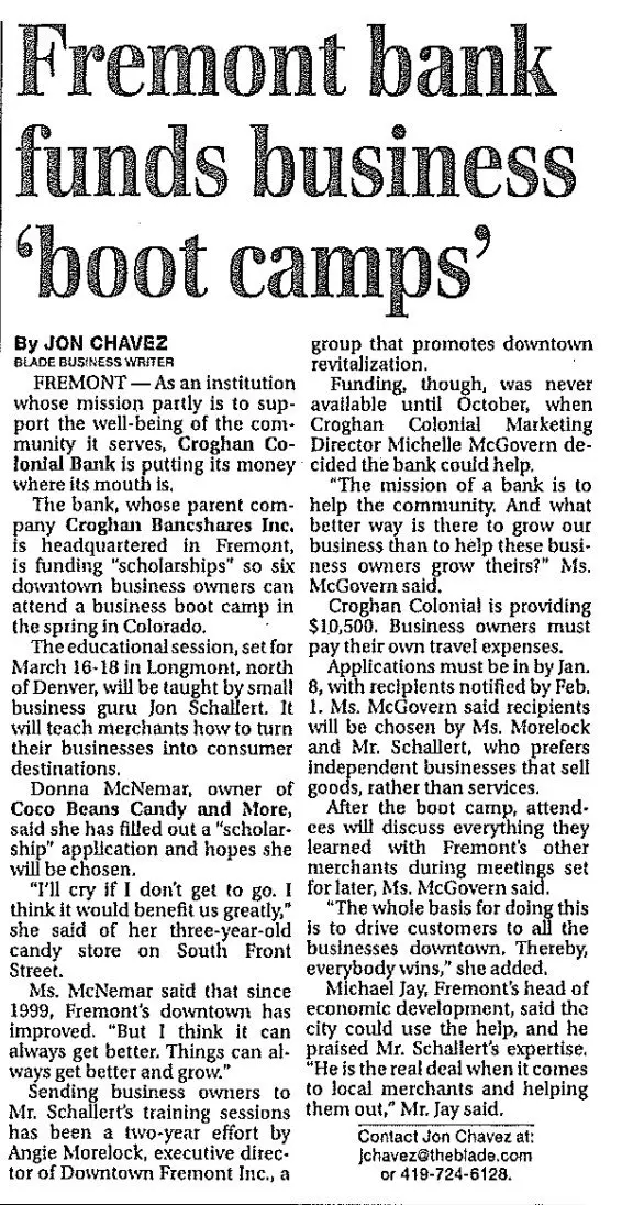 “Fremont bank funds business ‘boot camps’,” from The Blade.