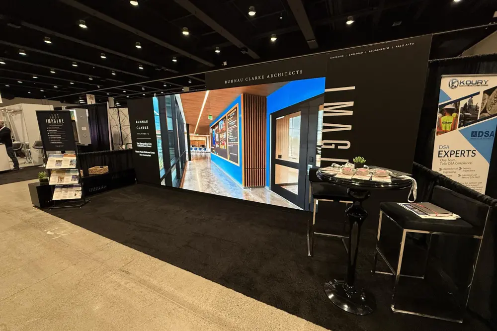 The digital wall at full scale, walking visitors through San Bernardino City Unified School District's Páxám Páxám Welcome Resource Center.